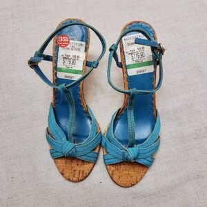Ladies Coach Turquoise Strappy 3.5" Heeled Sandals Size 7.5.